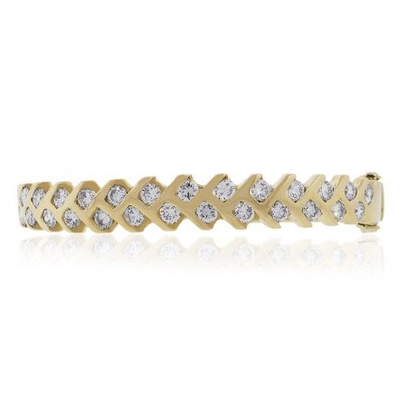 14k Yellow Gold 2.6ctw Round Diamond Bangle Bracelet