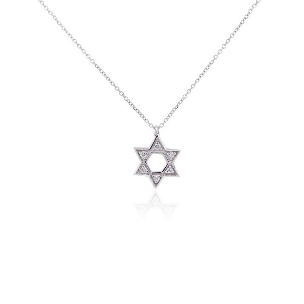 KC Designs 14k White Gold 0.10ctw Diamond Star of David Pendant Necklace