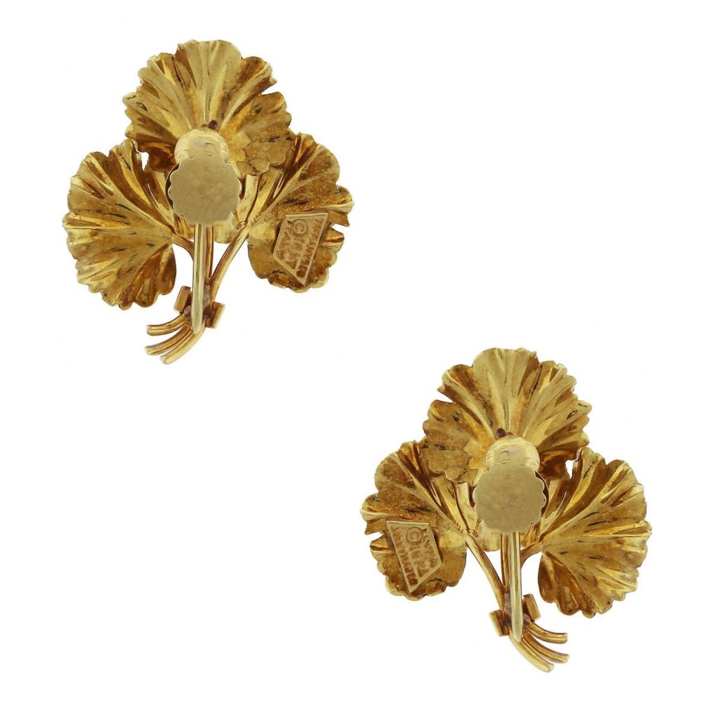 Tiffany & Co. 18k Yellow Gold 0.03ct Sapphire Flower Earrings