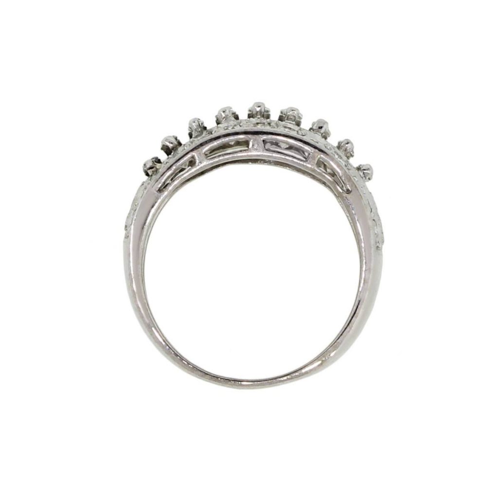 14k White Gold 0.75ctw Marquise and Round Brilliant Diamond Band