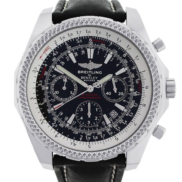breitling for bentley stainless steel watch black face
