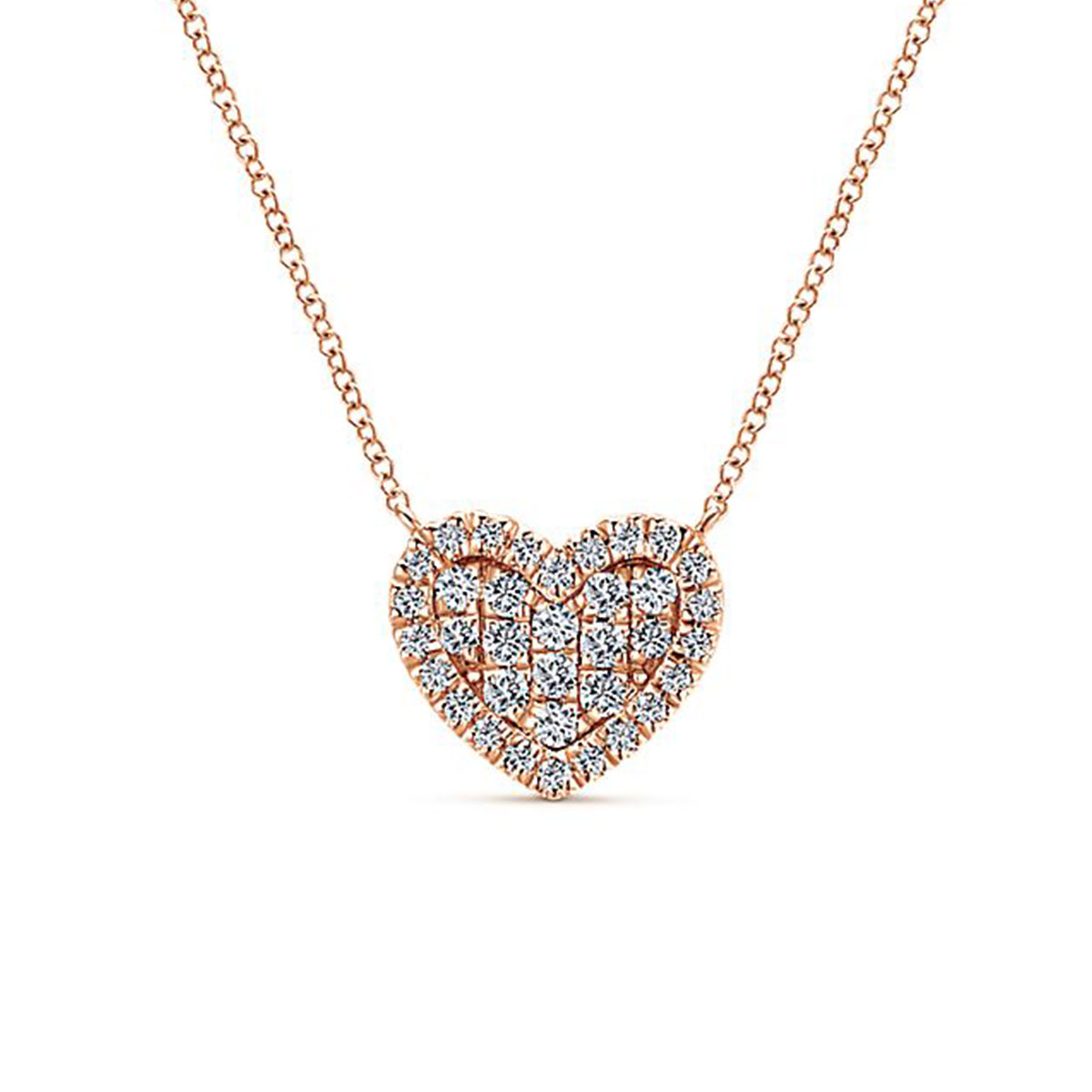 Gabriel Co 14k White Gold Small Diamond Heart Necklace