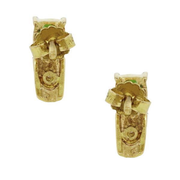 18k Yellow Gold 0.02ctw Diamond and Green Tourmaline Earrings