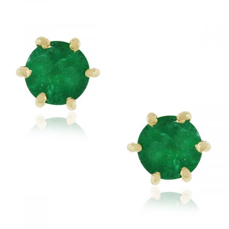 18k Yellow Gold 0.50ctw Emerald Stud Earrings