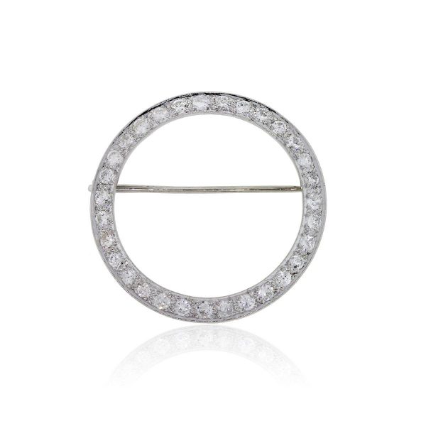 14k White Gold 0.75ctw Diamond Circle Lapel Pin