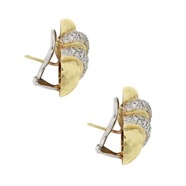 14k Yellow Gold 1.75ctw Diamond Button Earrings