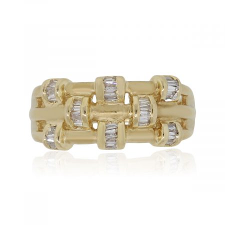 14k Yellow Gold 0.64ctw Baguette Shape Diamond Station Ring