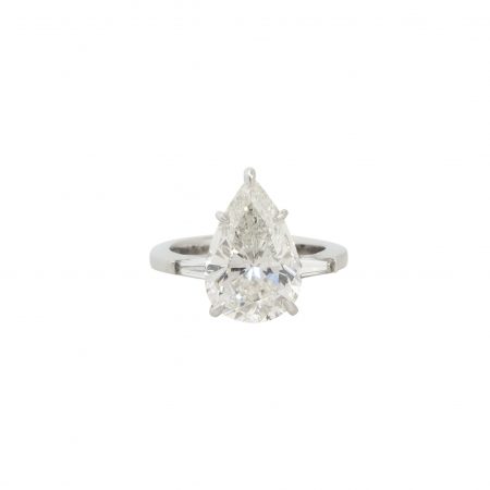 GIA Certified Platinum 5.60ctw Pear Shape Diamond Engagement Ring