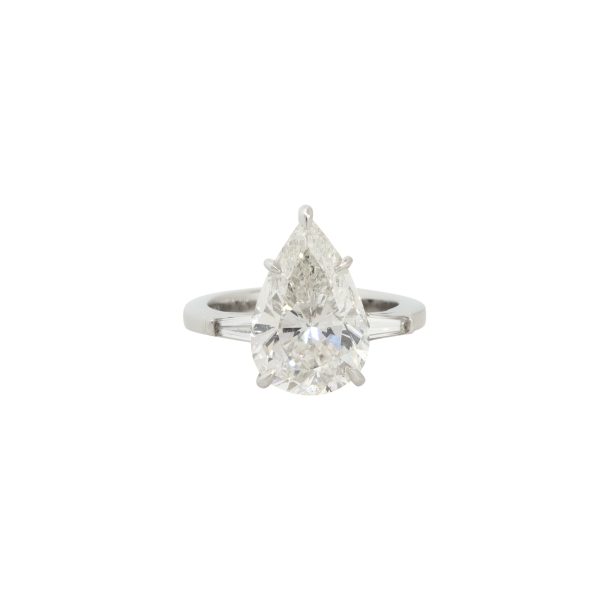 GIA Certified Platinum 5.60ctw Pear Shape Diamond Engagement Ring