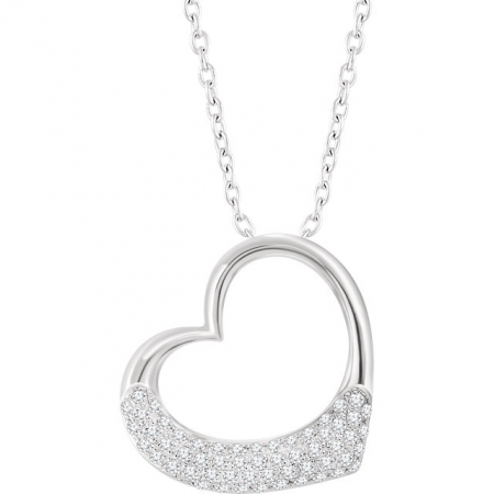 14k White Gold 0.20ctw Diamond Heart Pendant Necklace