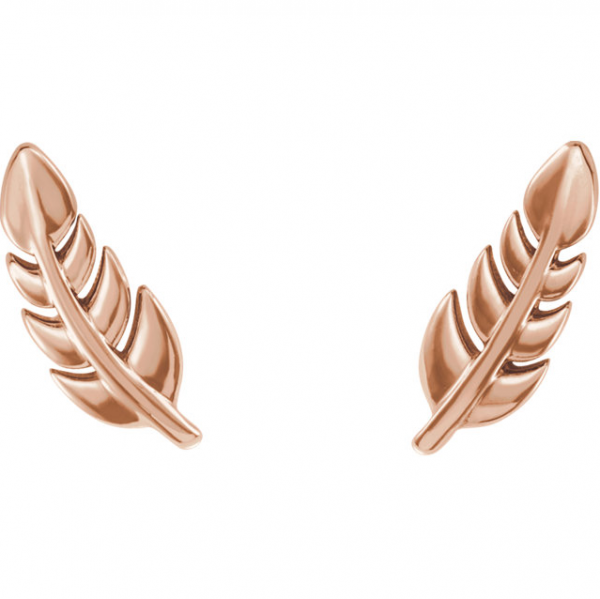 14k Rose Gold Leaf Earrings