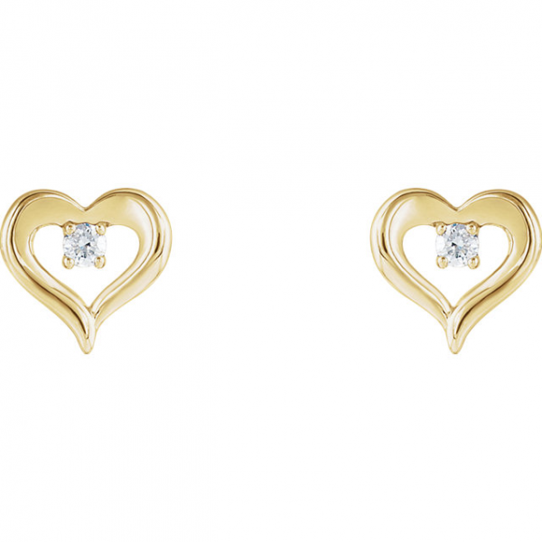 14k White Gold 0.10ctw Diamond Heart Stud Earrings