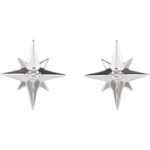 14k White Gold 0.03ctw Diamond Star Stud Earrings