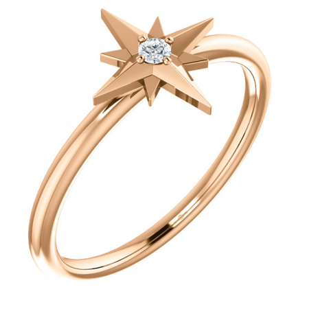 14K Rose Gold 0.03ctw Diamond Star Ring