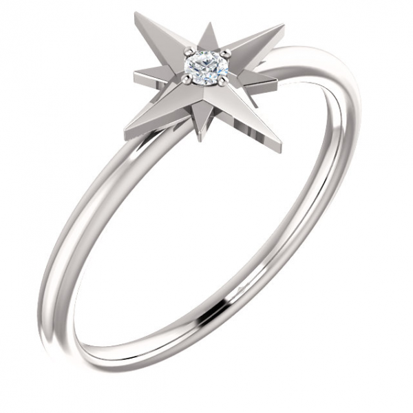 14K Rose Gold 0.03ctw Diamond Star Ring