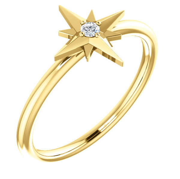 14K Rose Gold 0.03ctw Diamond Star Ring