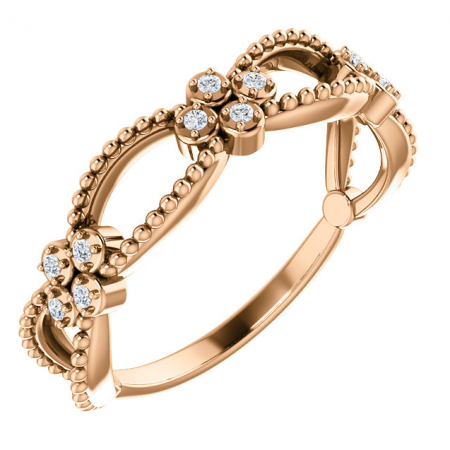 14k Rose Gold 0.06ctw Diamond Stackable Beaded Ring