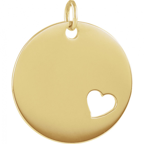14k Rose Gold Pierced Heart Engravable Disc Pendant