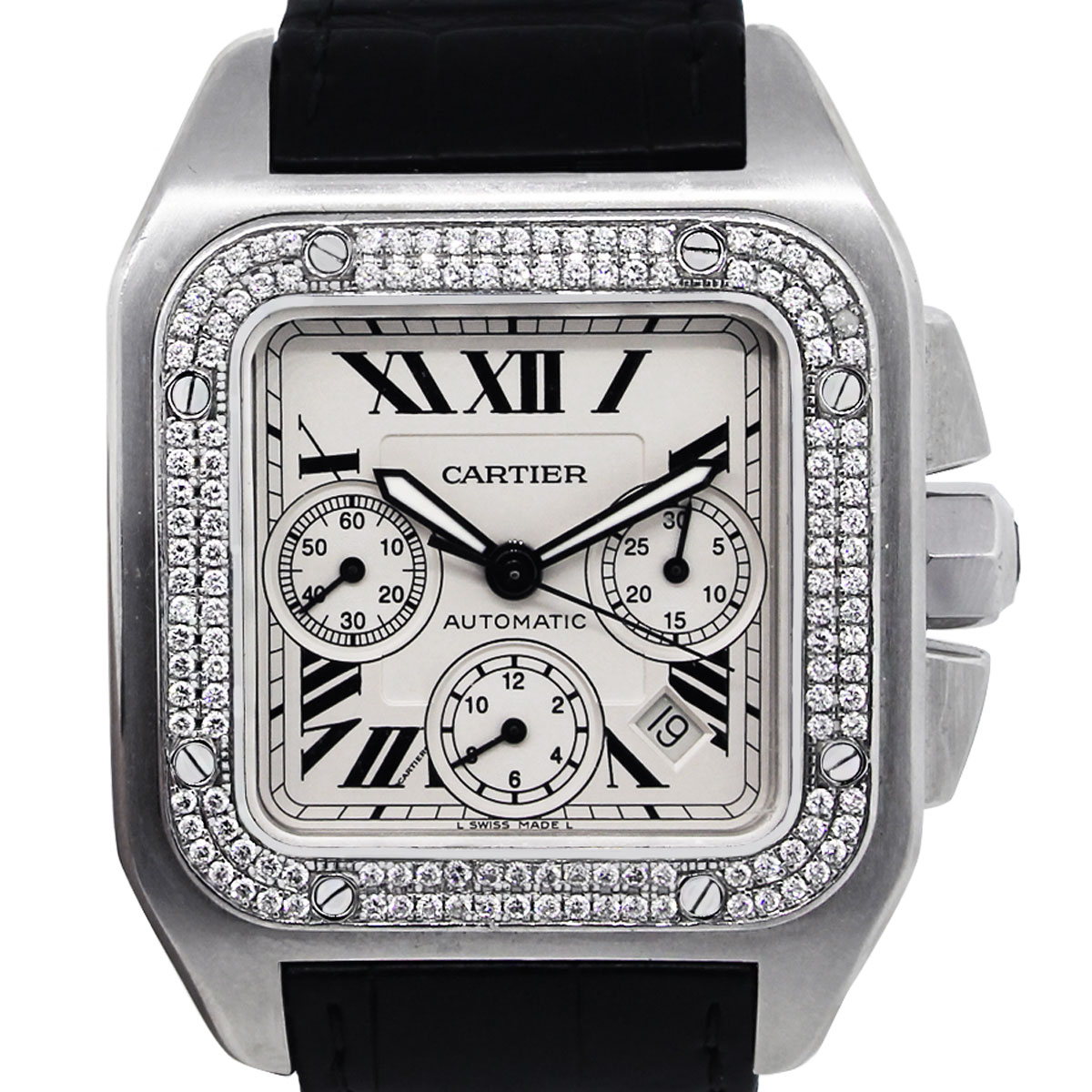 cartier santos xl diamond watch