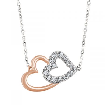 Double diamond heart necklace