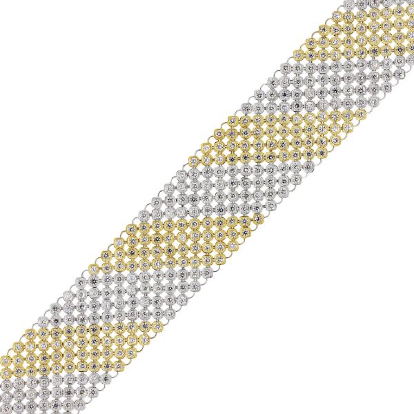 14k Two Tone Gold 10.37ctw Diamond Carpet Bracelet