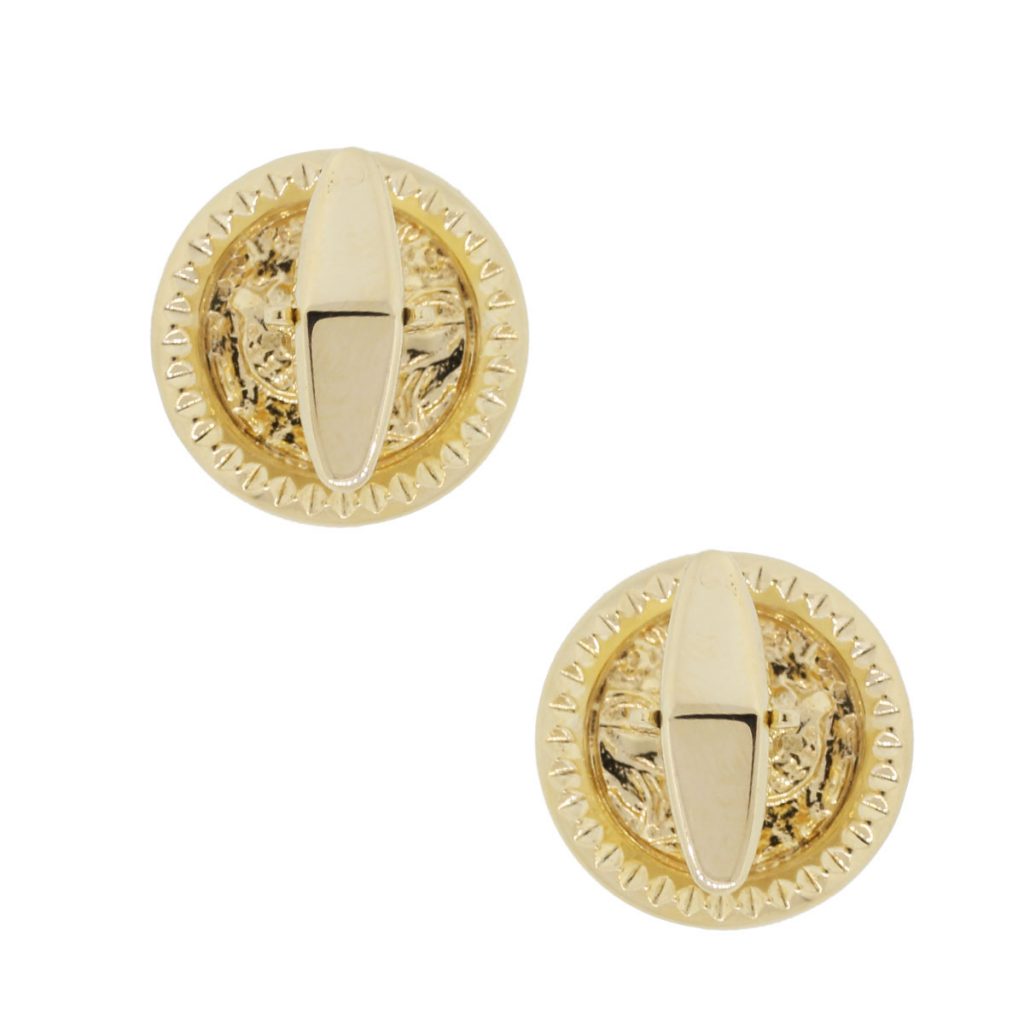 Lucien Piccard 14k Yellow Gold Black Spinel Coin Cuff Links