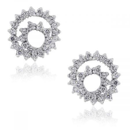 18k White Diamond 1.74ctw Diamond Spiral Earrings