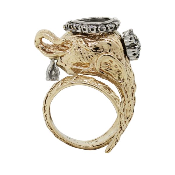 14k Yellow Gold 0.65ctw Diamond Elephant Wrap Ring