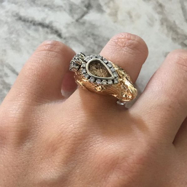 14k Yellow Gold 0.65ctw Diamond Elephant Wrap Ring