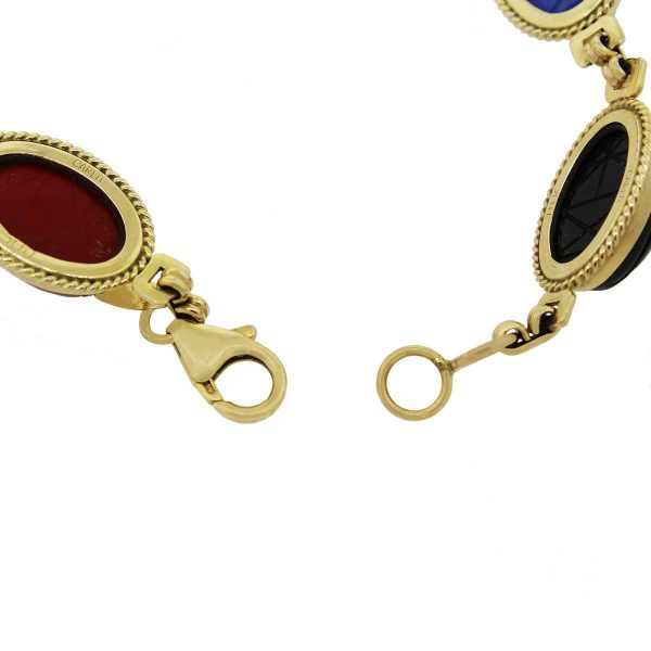 14k Yellow Gold Semi Precious Gemstone Scarab Bracelet