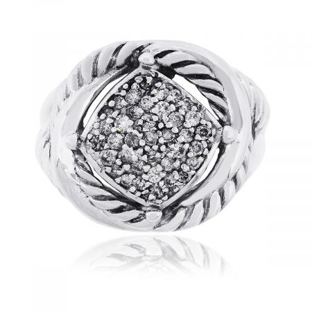 David Yurman Sterling Silver 0.15ctw Round Diamond Infinity Ring