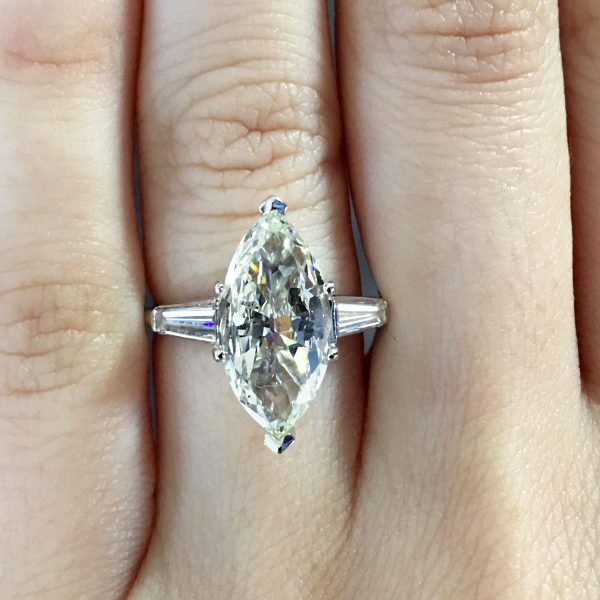 Platinum 2.45ct Marquise Shape Diamond Engagement Ring