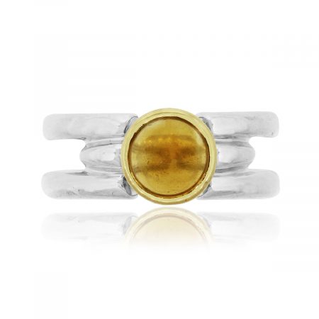 Movado 18k Yellow Gold & Sterling Silver Citrine Open Work Ring