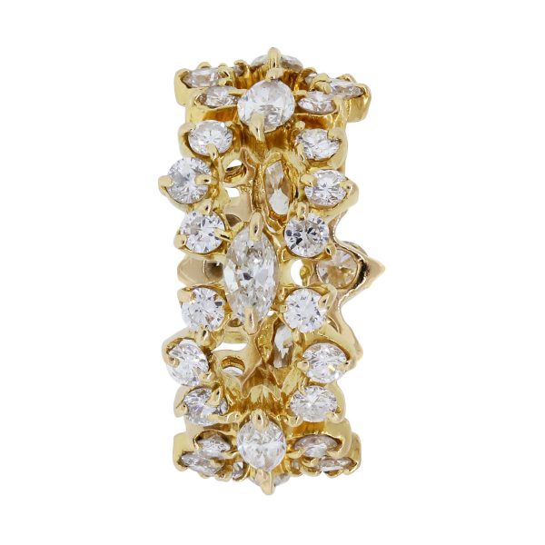 18k Yellow Gold 1.95ctw Round Brilliant and Marquise Diamond Eternity Band