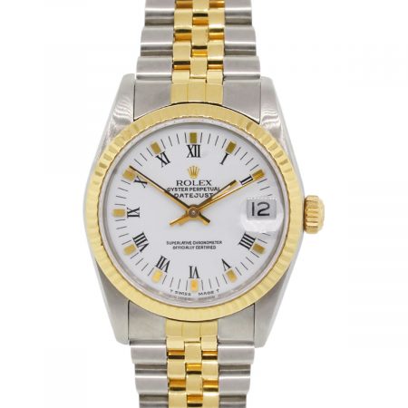 Rolex 68273 Midsize Datejust White Roman Dial Two Tone Watch