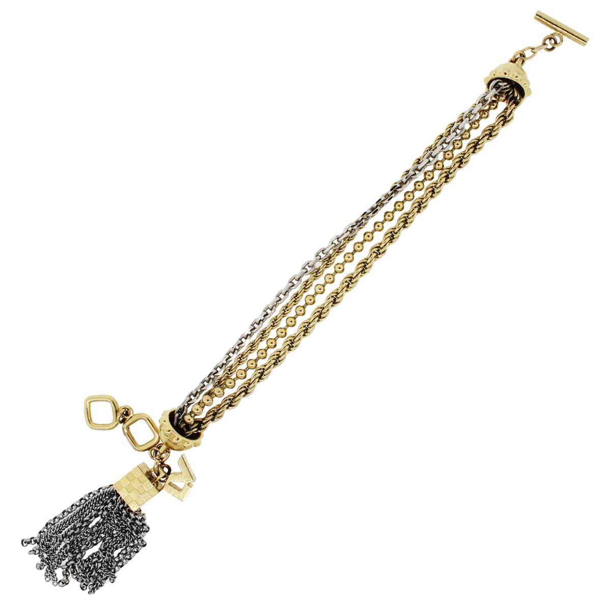 Louis Vuitton Two-strand leather bracelet choker bangle gold