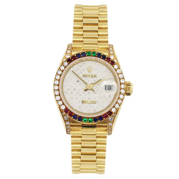 Rolex 69038 Datejust Crown Collection 18k Yellow Gold Ladies Watch