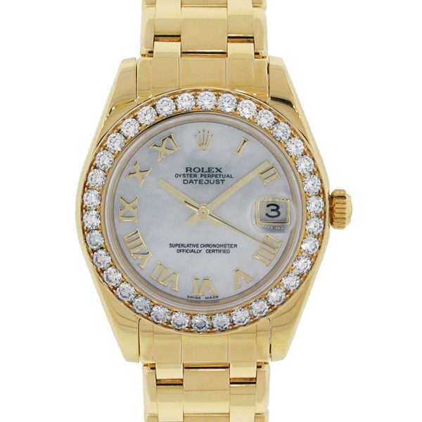 Rolex 81298 Datejust Masterpiece 18k Yellow Gold MOP Diamond Midsize Ladies Watch