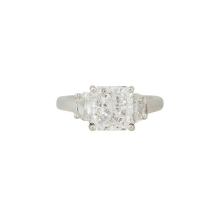 GIA Certified Platinum 4.05ctw Diamond & Half Moons Engagement Ring