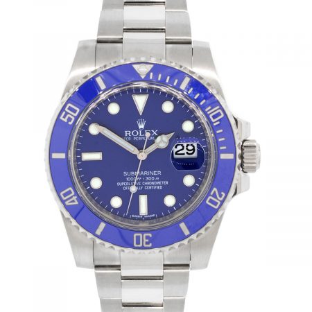 Rolex 116619LB Submariner 18k White Gold Blue Bezel and Dial Watch