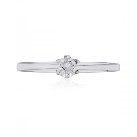 14k White Gold 0.10ct Round Brilliant Solitaire Diamond Engagement Ring