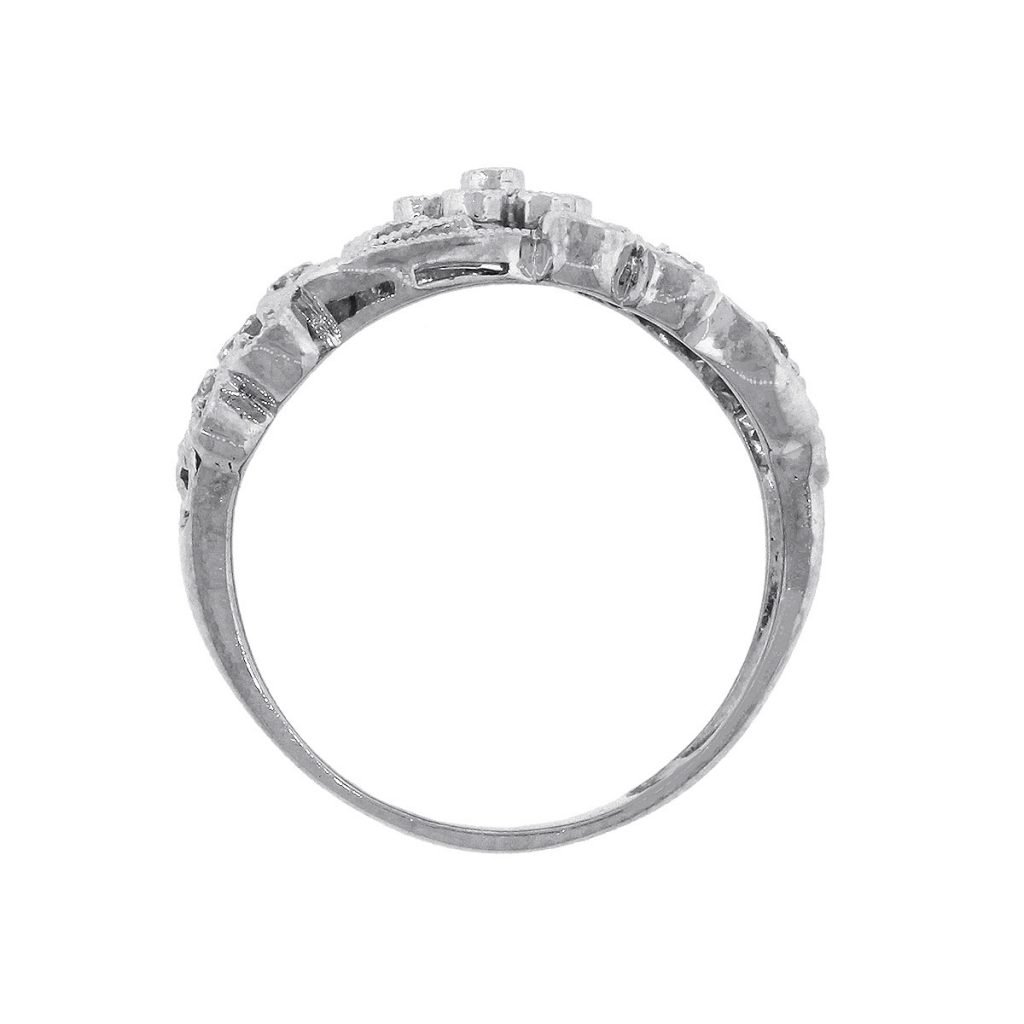 14k White Gold 0.20ctw Diamond Filigree Flower Ring