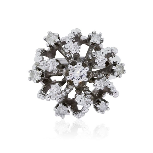 14k White Gold 0.50ctw Diamond Cluster Cocktail Ring