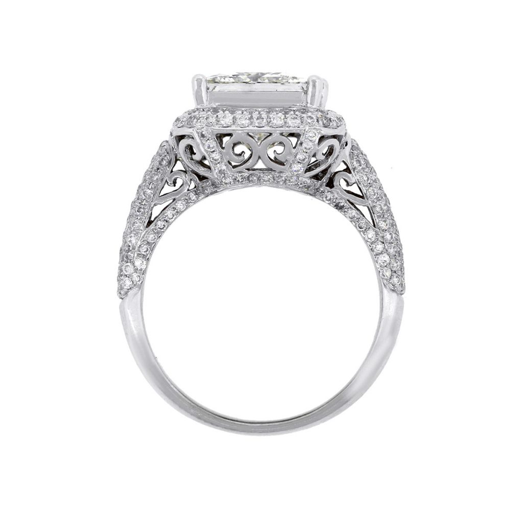 18k White Gold 3.37ct Princess Cut GIA Engagement Ring