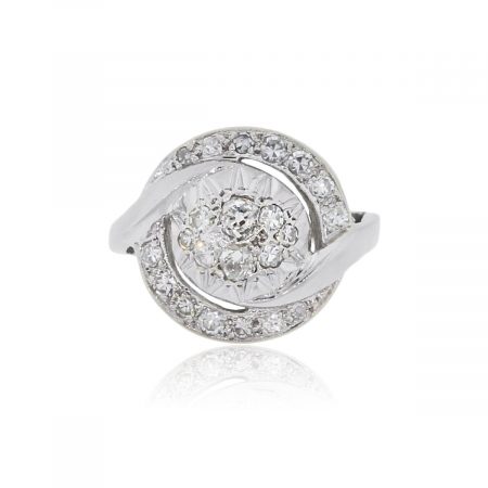14k White Gold 0.50ctw Diamond Pave Swirl Ring