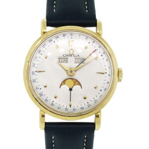 Omega Cosmic Triple Date Moonphase 18k Yellow Gold Vintage Watch