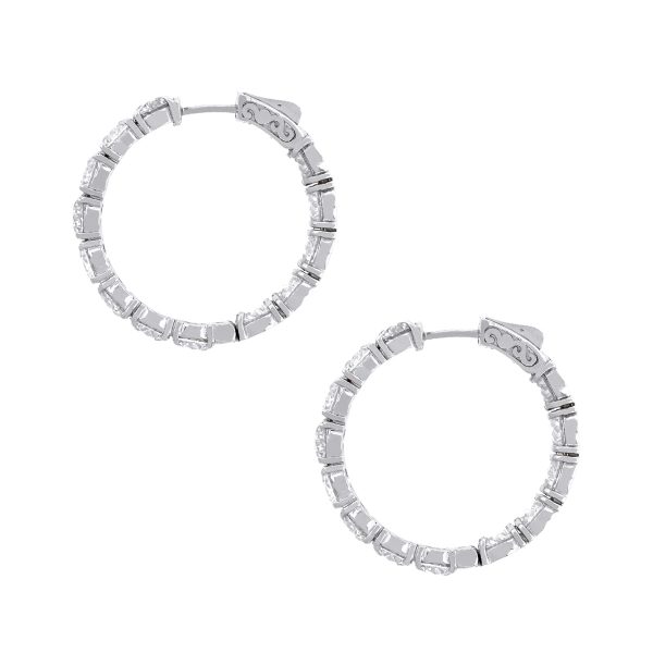 18k White Gold 13.56ctw Diamond Inside Out Hoops