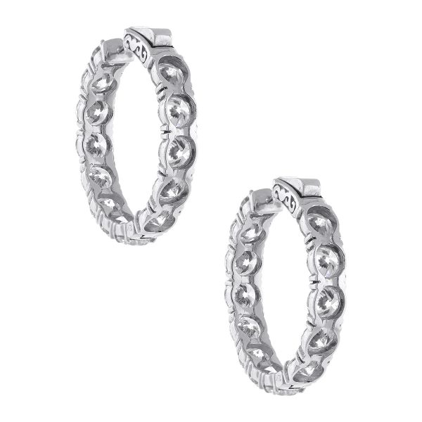 18k White Gold 13.56ctw Diamond Inside Out Hoops