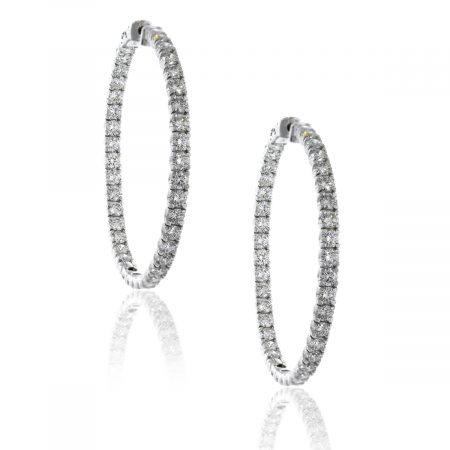 14k White Gold 9.01ctw Diamond Inside Out Hoops