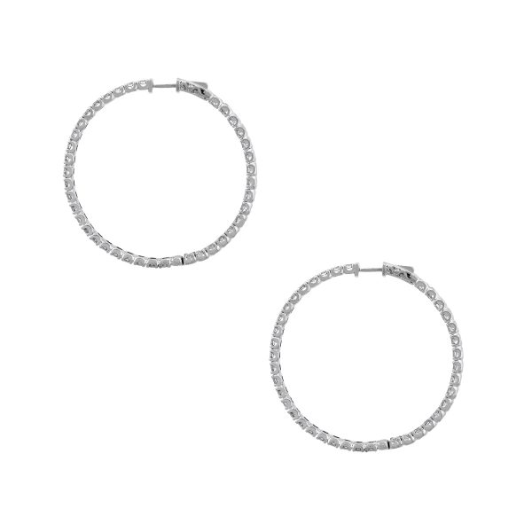 14k White Gold 9.01ctw Diamond Inside Out Hoops